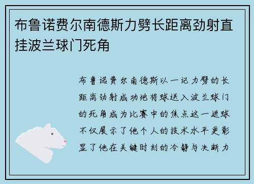 布鲁诺费尔南德斯力劈长距离劲射直挂波兰球门死角